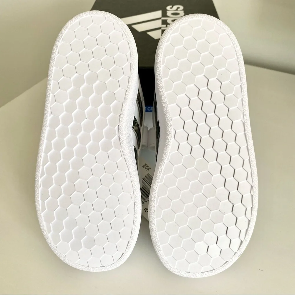 adidas Grand Court White & Camouflage Velcro Straps Toddler Sneakers New Size 9